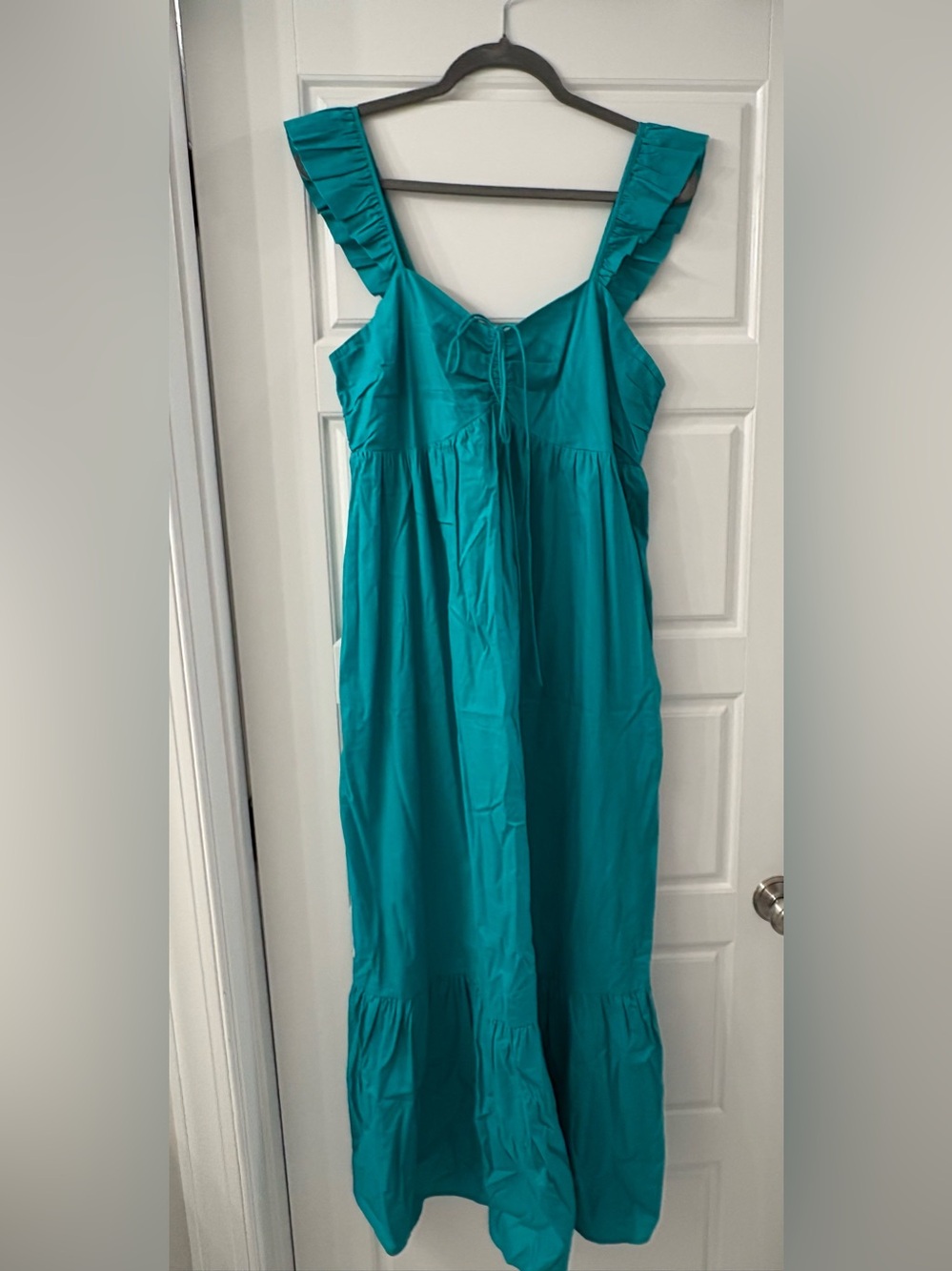 LOFT Teal Sleeveless Smocked Bodice Maxi Dress